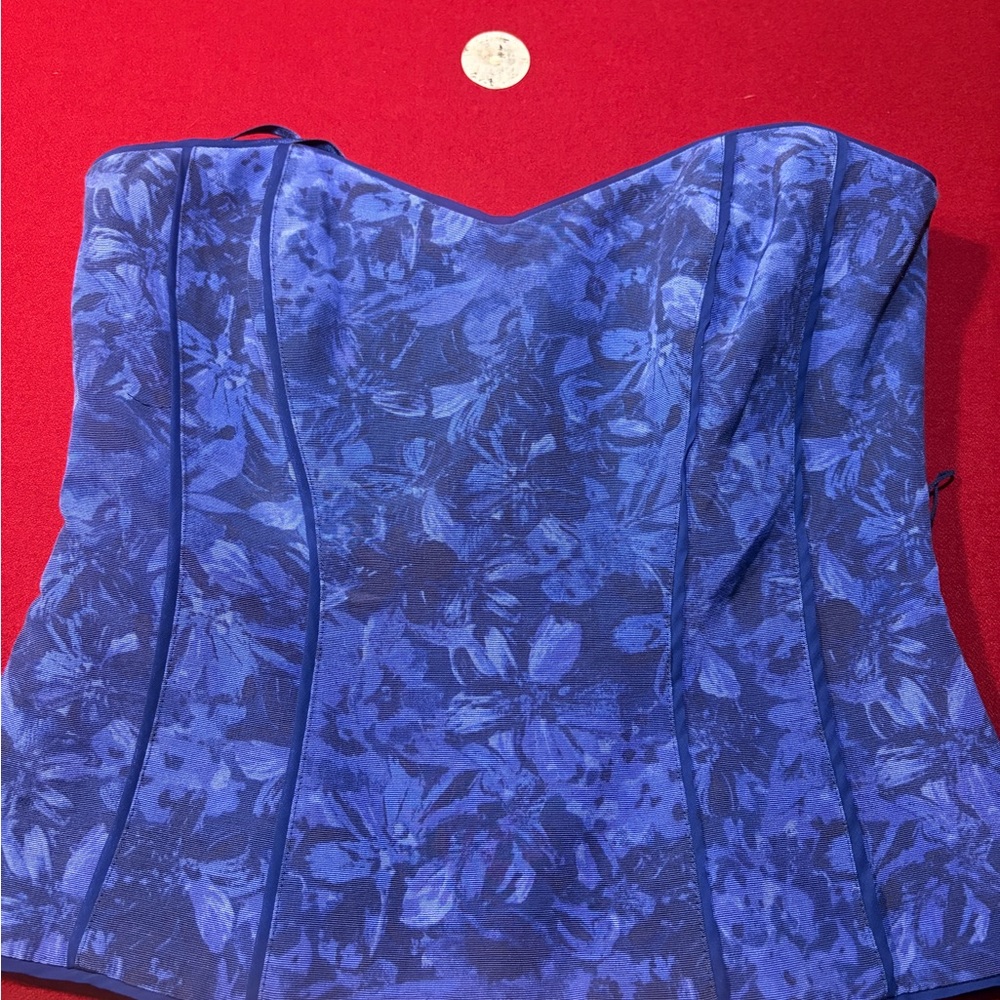 Floral Blue Bustier Top